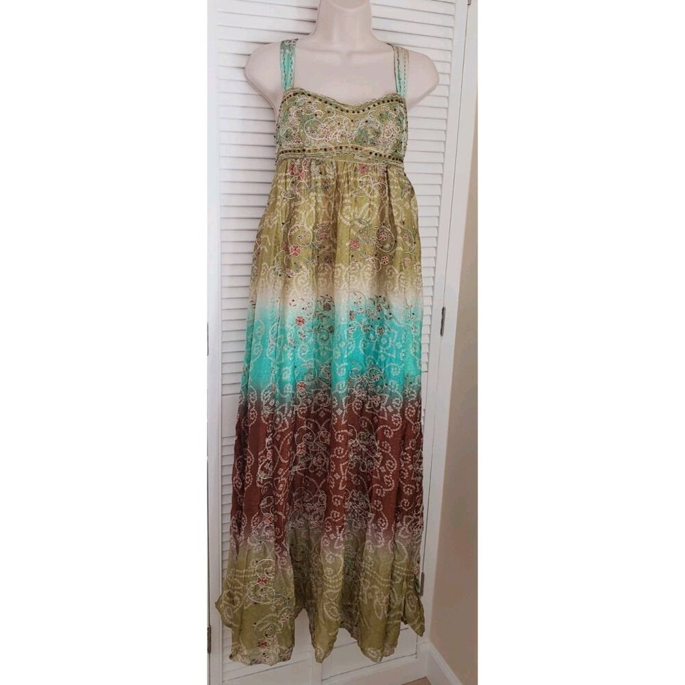 NEW FREE PEOPLE INTO THE NIGHT EMBROIDERED SEQUIN MAXI DRESS LARGE - Picture 4 of 14